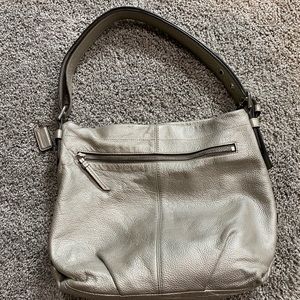 Silver Metallic Coach Purse